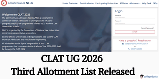 CLAT UG 2026 Third Allotment List Released; Check Counselling Schedule Here